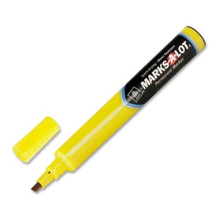 Avery Avery Marks-A-Lot Permanent Marker, Medium Chisel Tip, Yellow Ink, Dozen 08-882